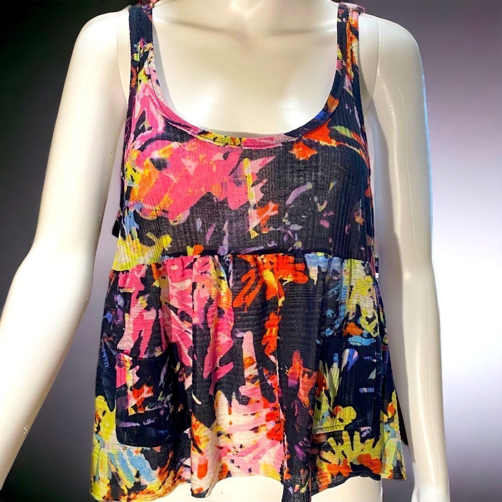 Free‎ People Floral Boho Babydoll Soft Tank with Pockets XS